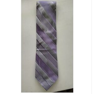 Vintage Men's Siena Collezione Handmade Silk Lavender & Silver Striped Tie